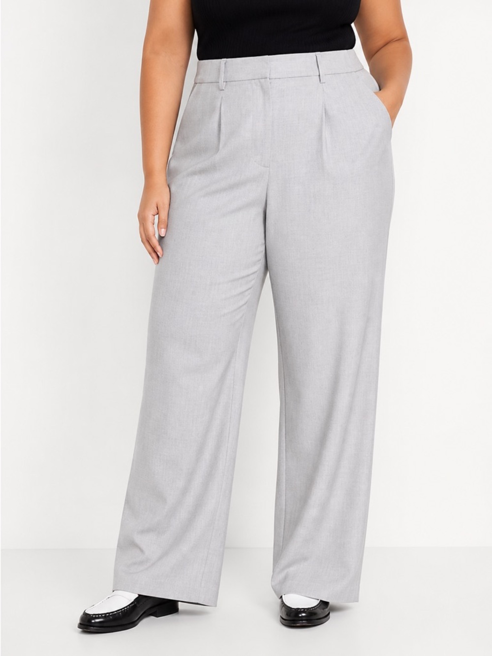 Old Navy Taylor Wide Leg Trouser Dress Pants High Rise Full Length Grey NWT 20
